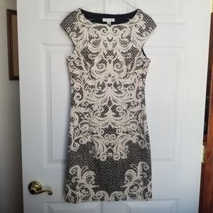 London Times lace print dress